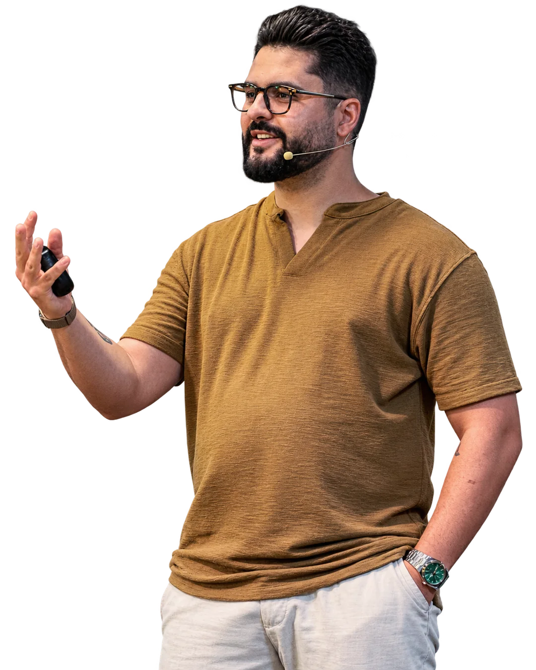 Pastor Thomas Abelini, anfitrião da Caravana Rhema, com Jerusalém ao fundo