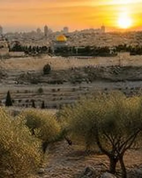 Jerusalém vista do Monte das Oliveiras ao pôr do sol